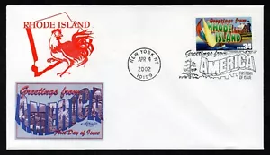 USA, SCOTT # 3599, ARTMASTER FDC COVER 2002 RHODE ISLAND, GREETINGS FROM AMERICA - Picture 1 of 1