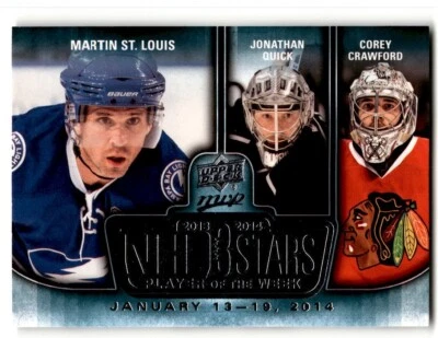 Martin St. Louis/Jonathan Quick/Corey Crawford 2014-15 Upper Deck MVP NHL 3 - Image 1 of 2