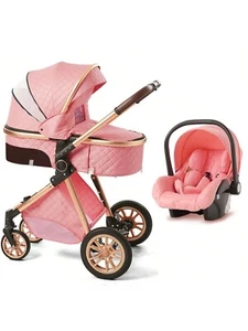 3 In 1 Luxury Pram High Landscape Baby Stroller Folding Pushchair - Picture 1 of 7