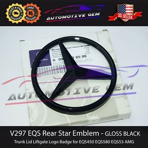 V297 EQS580 Mercedes NEGRO BRILLANTE estrella emblema tapa maletero trasero logotipo insignia AMG EQS53 - Imagen 1 de 2