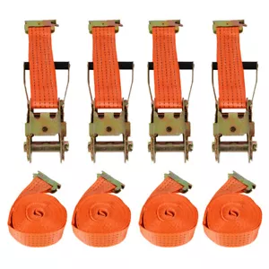 4 Pack E-Track Polyester Ratchet Straps Heavy Duty 2" x 15' 4400 Lbs Tie Down - Picture 1 of 15