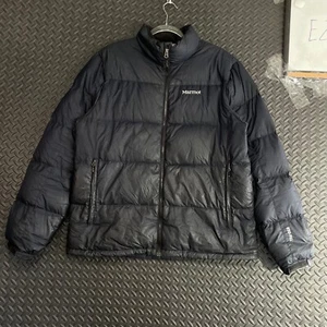 Marmot 650-Fill Black Puffer Jacket Full Zip Bomber Jacket Goose Down Men Sz XL - Picture 1 of 10