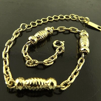 Bracelet Cuff Bangle Genuine Real 18k  Yellow Filled Gold Solid Antique Design - Image 1 of 4