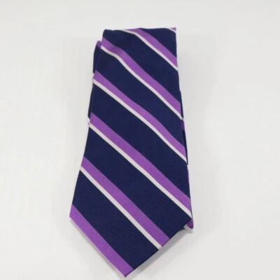 Corbata Lands End para Hombres Rayas de Seda Repp Púrpura Azul Clásica Negocios Corbata Preppy Foto 1 de 4