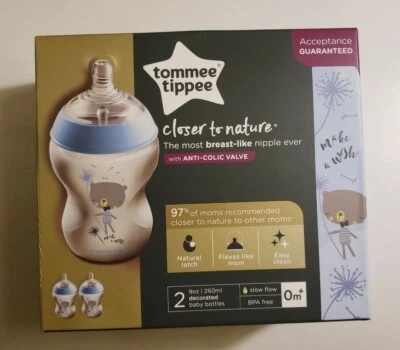 Tommee Tippee Closer To Nature Decorated Baby Bottle Set 9 Oz NEW Free Shipping! - Image 1 of 4
