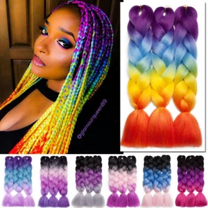 24" Long Jumbo Hair Extensions Rainbow Box Twist Braids Braiding Hair As Human W - Picture 1 of 76