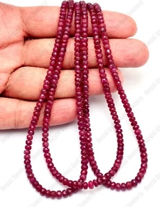 Natural Ruby Gemstone 3-5mm Faceted Rondelle Jewelry Beads 16"Inch Strand - Picture 1 of 4