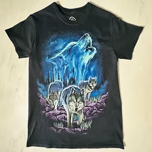 ODM Black Graphic T - Shirt Wolf Pack Uomo Taglia S - Howling - Foto 1 di 3