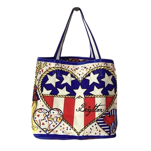 Brighton Star Spangled Hearts Canvas Shopper Tote Beach Bag Purse Fashion Runway - Picture 1 of 8