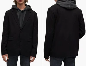 NEW! All Saints Mens 44 Helm Slim Fit Black Blazer Stretch Suit Jacket - Picture 1 of 10