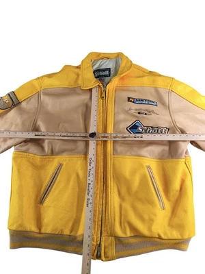 Schott Perfecto Leather Jacket Mens Large Yellow Bomber Patch Made USA i300 - Image 1 of 4