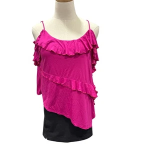Anthropologie Rüschen Camisole Tank Top Magenta Rosa Spaghettiträger Gr. S - Bild 1 von 5