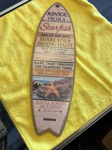Wooden Mini Surfboard Advise From A starfish Decor - Picture 1 of 11