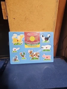 Neu Melissa & Doug Bauernhoftiere 8 Stück Holzklammer Sound Puzzle 🧩 2 Jahre + - Bild 1 von 6