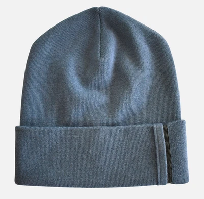 🆕️Gorro feminino BRUNELLO CUCINELLI Monili miçangas 100% cashmere costela M - Imagem 1 de 4