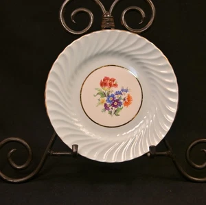 Aynsley Brot & Butter Teller 6,5" Swirl Blue Mist Floral Center Gold 1951 C602 - Bild 1 von 9