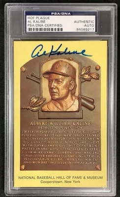 Al Kaline Signed Gold HOF Plaque Postcard Yellow Tigers Autograph PSA/DNA #2 - Image 1 of 2