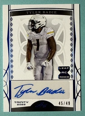 2022 Leaf Trinity - Base Auto Navy #BA-TB1 Tyler Badie /49 Rookie - Image 1 of 2