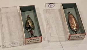 2 Rare Vintage AB URFABRIKEN Sweden 1/4 Oz  Fishing Lures Flax Spinn Drag/Spoon - Picture 1 of 8