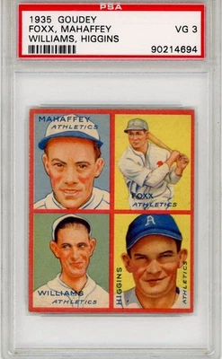 1935 Goudey 4 In 1 #1B Jimmie Foxx/Mahaffey/Williams/Higgins PSA 3 "Free Ship" - Image 1 of 2