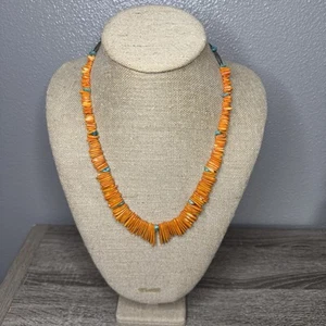 Native American Traditional Graduated Spiny Oyster Shell Turquoise Necklace 24” - Picture 1 of 14