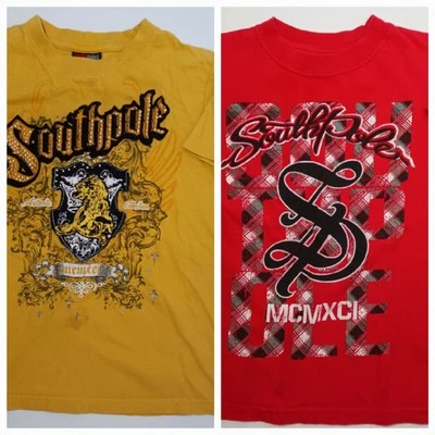 Lote de 2 camisetas gráficas Y2K Southpole niños jóvenes talla 5 Foto 1 de 4