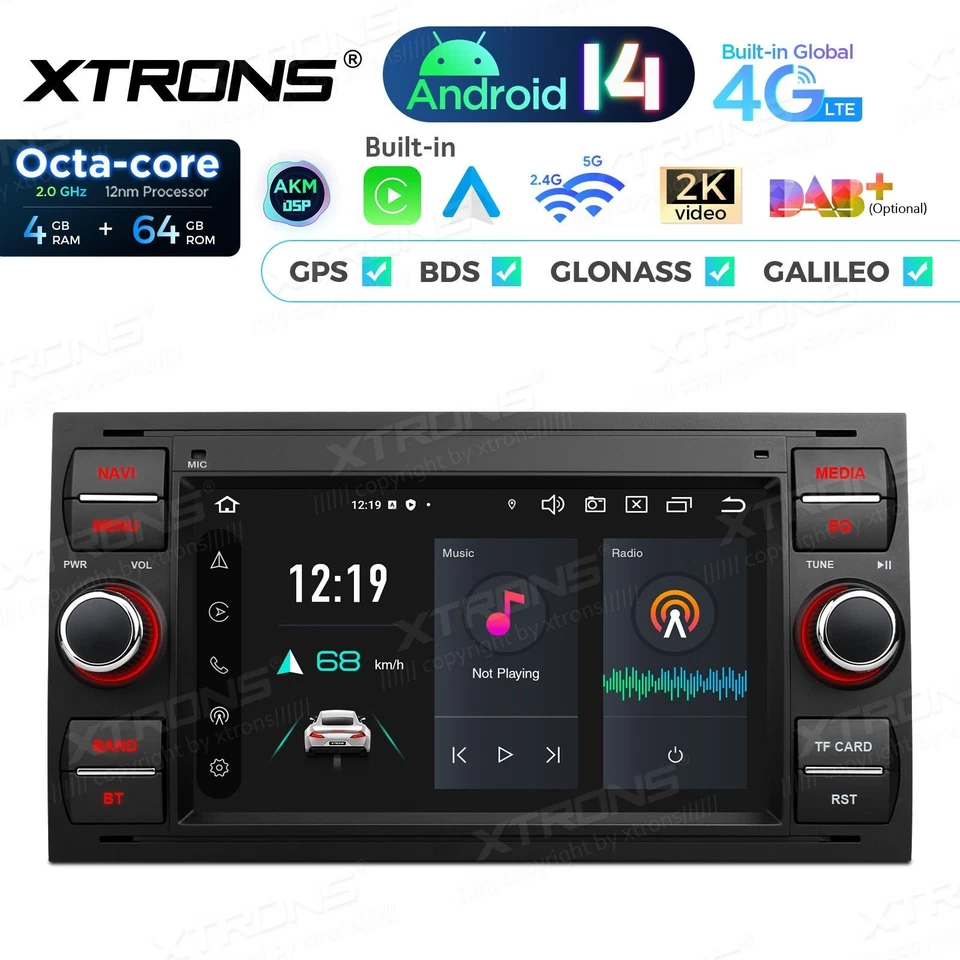 AUTORADIO ANDROID 4/64GB STEREO AUTO FORD FOCUS II C S MAX FUSION GALAXY NAVI - Immagine 1 di 4