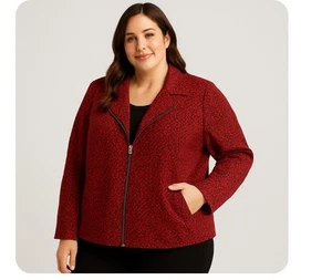 Kim Rogers Career Business Full Zipper Jacket Womens Size 3X Red & Black - Picture 1 of 12