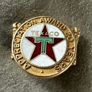 14k Gold Vintage Texaco Employee Service Award Pin 20 Years 1.9 Grams Enamel