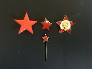RUSSIAN. THREE STAR BADGES & ONE STICK PIN -:- IN NICE ORIGINAL CONDITION.