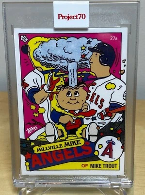 MIKE TROUT * 2021 TOPPS * PROJECT 70 x ERMSY  GPK ADAM BOMB GARBAGE PAIL KID 357 - Image 1 of 3