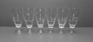 6 Champagne Glasses * Driburg Crystal * with Engraved Wild Motifs - 50s - Picture 1 of 4