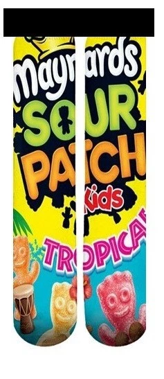 NWT Kids Mid Crew Funny Socks Sour Patch Fits Ages 3-9 Front/Back Design $10 - Image 1 of 1