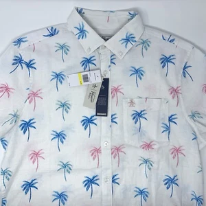 Camisa Original Penguin Blanca Brillante Elastizada Para Hombre Manga Corta Abotonada Talla M - Imagen 1 de 10