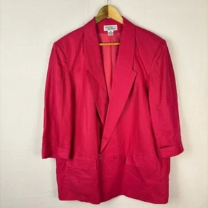 Vintage 100% Linen Pink Blazer Hasting & Smith Coastal Lagenlook Women Size 18 - Picture 1 of 5