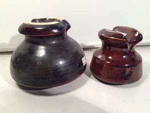 Vintage Brown Ceramic Losco  Insulator Electric Telephone Excellent Lot Of 2 - Picture 1 of 12