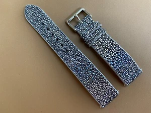 Silver Hologram Stingray Leather Watch Strap Band, Size 18 20mm 22mm 24mm 26mm. - Picture 1 of 9