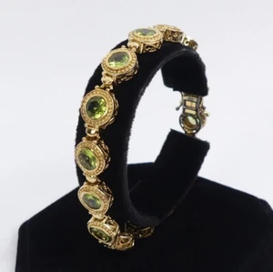 STERLING SILVER VERMEIL PERIDOT BRACELET - 23.2 GRAMS - Zdjęcie 1 z 5