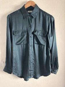 Equipment Femme Damen Langarmhemd blau 100 Seide Kragen Button Down Größe S - Bild 1 von 4
