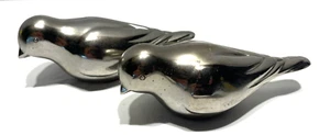 2 Vintage Silver Minimalist Mid Century Bird Figurines Paper Weight Reflective - Picture 1 of 7