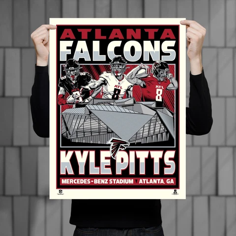 Phenom Gallery Atlanta Falcons Kyle Pitts 18" x 24" Serigraph Cover