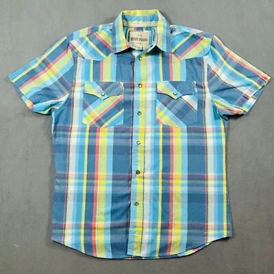 Ditch Plains 衬衫男式 2XL 格子珍珠扣短袖轻便衬衫 — 第 1/4 张图片