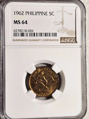 Philippines 5 Centavos 1962 NGC MS 64 - Image 1 of 2