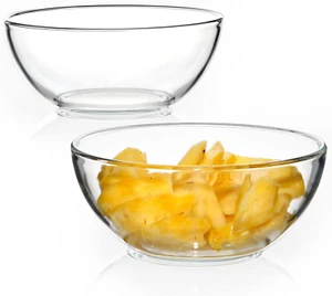 7 Inch Medium Glass Prep Bowls, 37Oz Glass Bowl Set, Clear Tempered Glass Salad - Picture 1 of 12