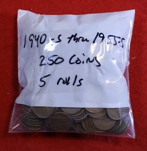 Centavo de trigo Lincoln 1940-S a 1955-S 250 monedas 5 rollos moneda circulada - Imagen 1 de 3