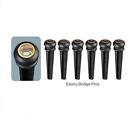 6-in-1 Acoustic Guitar Ebony Bridge Pins with Abalone Dot Brass Circle Skirt