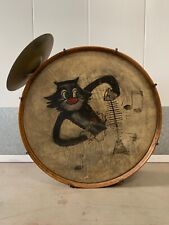 🔥 RARE Important Vintage Rockabilly American Folk Art Drum, Krazy Kats 1950 WOW