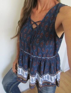 MAURICES Size XXL Womens Blue Paisley Print Tank Top - Picture 1 of 11
