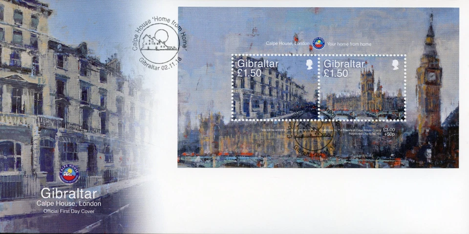 Gibraltar 2018 FDC Calpe House London 2v M/S Cover Big Ben Architecture Stamps - Image 1 of 1