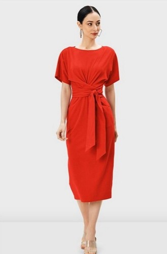 VETEMENTS Abito tubino Zapelle taglia XL fascia cravatta cintura cotone jersey tasche comodo cocktail